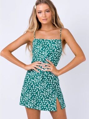 Polly Jade Basin Green Floral Mini Dress – Size 6